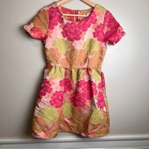 KOKO Pink Floral Patterned Designer Short Sleeve Dress Size Small EUC